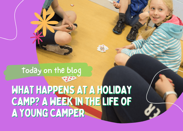 Children participating in group activities at an outdoor holiday camp