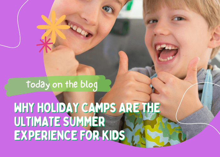 Children playing outdoors and smiling at a summer holiday camp