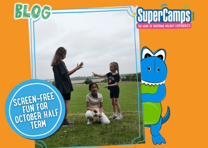 Kids enjoying screen free activities during half term including obstacle courses and scavenger hunts