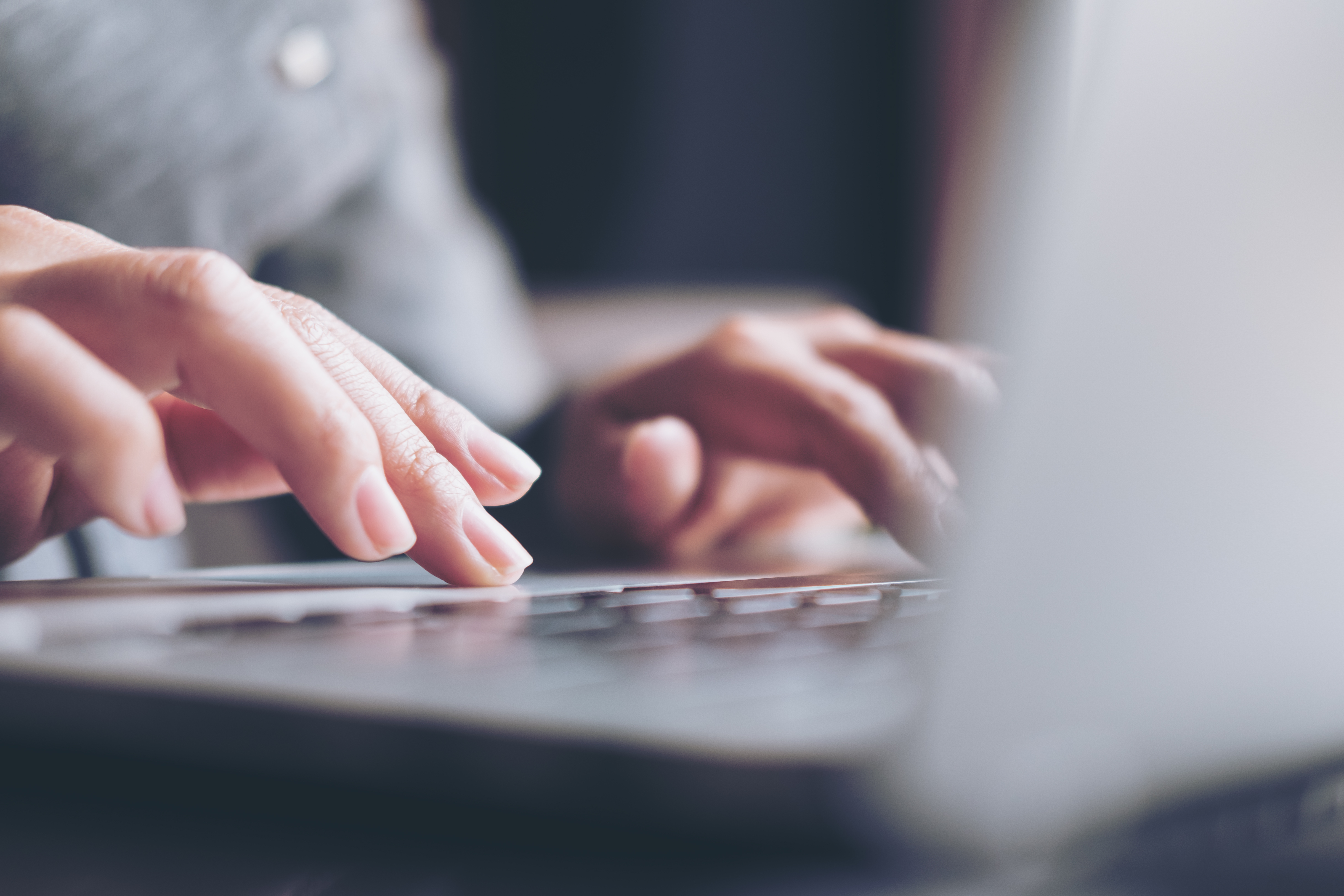 Person typing on Laptop