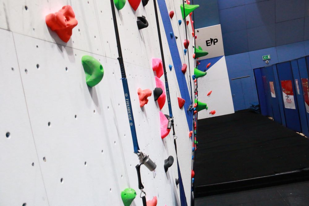 Climbing wall in leisure centre