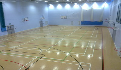SuperCamps school holiday childcare at Trinity School, indoor sports hall