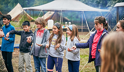 Cuffley outdoor centre students playing outside