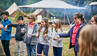 Cuffley outdoor centre students playing outside