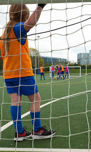 Girl footballer at SuperCamps school holiday course